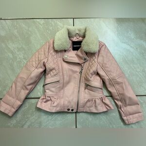 Toddler Girl Pink Faux Leather Jacket